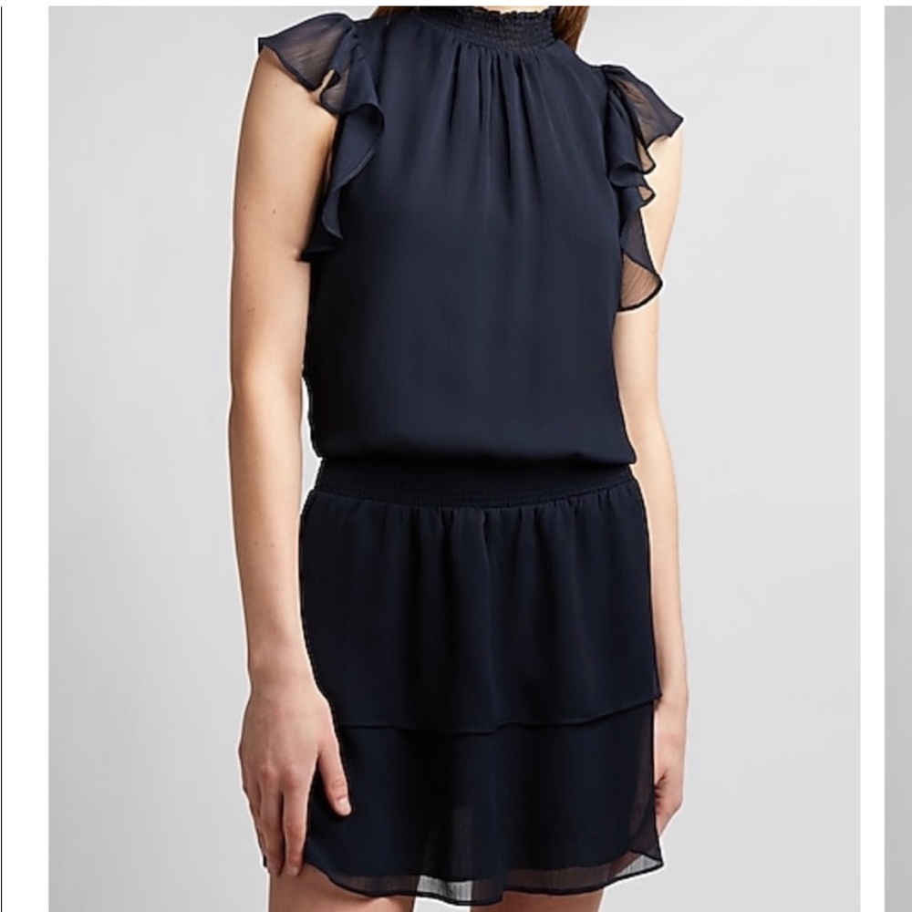 1. STATE Navy Flutter Sleeve Dress L